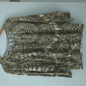 Chico's Dolman Sleeves Geometric print Relaxed Fit Boho Coastal Grandma Top